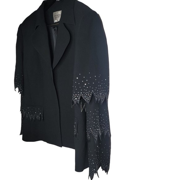 Promise New York vintage black witchy sparkle rhinestone rocker blazer jacket 20 - Picture 11 of 14